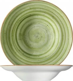 6x Pastateller Geschirr Tief 27cm 45cl Grün Creme Rund Porzellan Bonna Aura Therapy Gourmet Kantenschutz