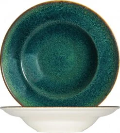 6x Pastateller Geschirr Teller Tief 27cm 45cl Grün Braun Porzellan Rund Bonna Ore Mar Gourmet