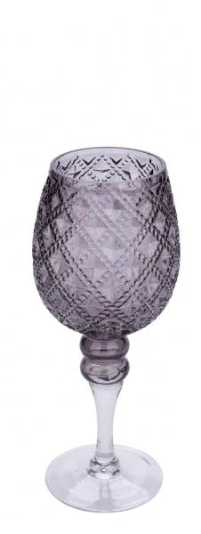 NEU Glaskelch, Grau, Mundgeblasen, 12,5 X 12,5 X 40 Cm, "Germany", Handgefertigt