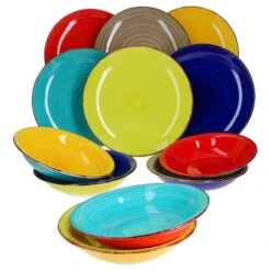 12tlg Tellerset Uni Duo Malaga Grün & Rot Für 4 Personen -Ausgewählte Geschirrgeschäfte 2b6fc689 3a50 4acc 9401 1657c42b5b4b