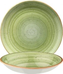 6x Pastateller Geschirr Tief 20cm 50cl Grün Creme Rund Porzellan Bonna Aura Therapy Gourmet Kantenschutz