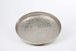 Tablett Rund, Guillochiert, Mittel Höhe 4,0 Cm Ø 46,0 Cm Aluminium Vernickelt