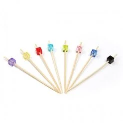 Picker Mit Perle Viereck Assorti Aus Bambus, 90 Mm, 200 Stück