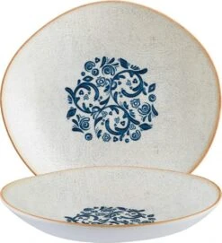 6x Pastateller Geschirr Tief 26cm 79cl Weiß Blau Braun Oval Porzellan Bonna Viento Vago Mediterran