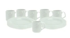 Frühstücksset Palazzo 12tlg. - 6 Teller á 19cm Und 6 Becher á 33cl Aus Weißem Porzellan Mit Dekor-Kreisen In Grau Und Dunkelrot - Für 6 Personen -Ausgewählte Geschirrgeschäfte b6bcec92 c137 4353 b799 bb4cd53b9dbc