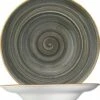 6x Pastateller Geschirr Tief 27cm 45cl Anthrazitgrau Creme Rund Porzellan Bonna Aura Space Gourmet Kantenschutz