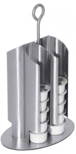 2x Ständer Für Kaffeemilchportionen Aus Matt Poliertem Edelstahl, Mit Vier Offenen Röhren